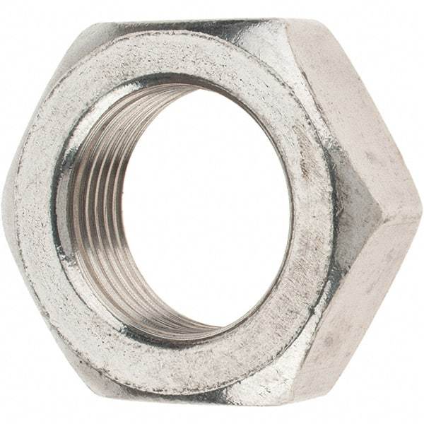 Value Collection - 1-14 UNC Stainless Steel Right Hand Hex Jam Nut - 1-1/2" Across Flats, 35/64" High - Exact Tool & Supply