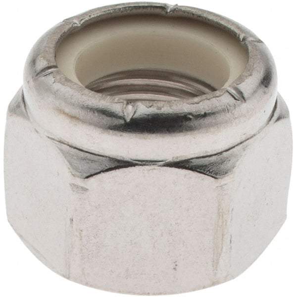 Value Collection - 1/2-20 UNF 18-8 Hex Lock Nut with Nylon Insert - 3/4" Width Across Flats, 19/32" High, Uncoated - Exact Tool & Supply