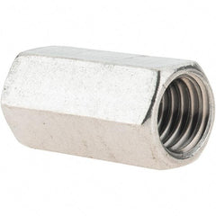 Value Collection - 1/2-13 UNC, 1-1/4" OAL Stainless Steel Standard Coupling Nut - 5/8" Width Across Flats - Exact Tool & Supply