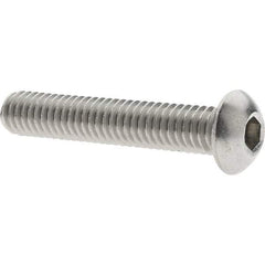 Made in USA - 5/16-18 UNC Hex Socket Drive, Button Screw - Grade 18.8 Stainless Steel, Fully Threaded, 1-3/4" Length Under Head - Exact Tool & Supply