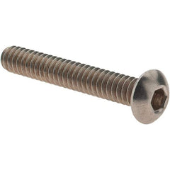 Value Collection - #10-24 UNC Hex Socket Drive, Button Screw - Grade 18.8 Stainless Steel, Fully Threaded, 1-1/4" Length Under Head - Exact Tool & Supply