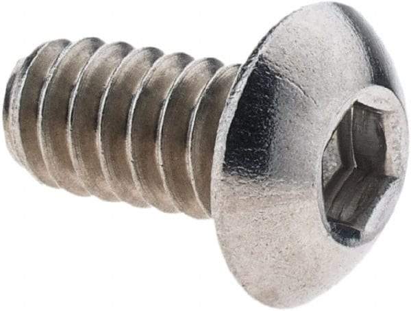 Value Collection - #10-24 UNC Hex Socket Drive, Button Screw - Grade 18-8 Stainless Steel, 3/8" Length Under Head - Exact Tool & Supply