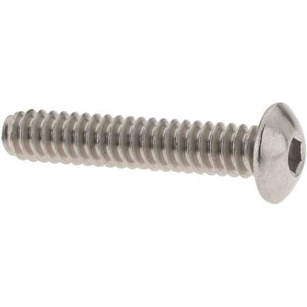 Value Collection - #6-32 UNC Hex Socket Drive, Button Screw - Grade 18-8 Stainless Steel, 3/4" Length Under Head - Exact Tool & Supply