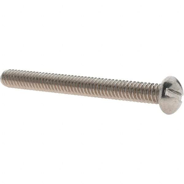 Value Collection - 1/4-20 UNC, 2-1/2" Length Under Head Slotted Drive Machine Screw - Round Head, Grade 18-8 Stainless Steel, Uncoated, Without Washer - Exact Tool & Supply