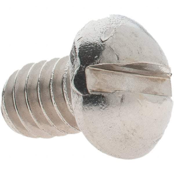 Value Collection - 1/4-20 UNC, 3/8" Length Under Head Slotted Drive Machine Screw - Round Head, Grade 18-8 Stainless Steel, Uncoated, Without Washer - Exact Tool & Supply