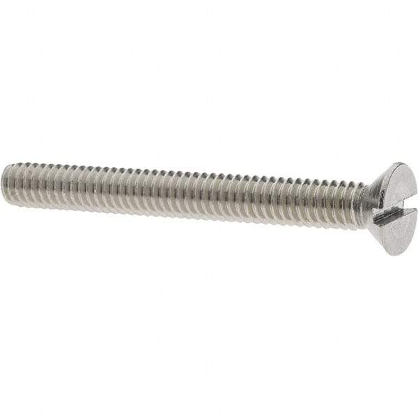 Value Collection - #12-24 UNC, 2" OAL Slotted Drive Machine Screw - Flat Head, Grade 18-8 Stainless Steel, Uncoated, Without Washer - Exact Tool & Supply