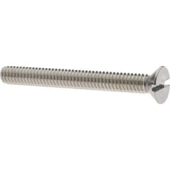 Value Collection - #12-24 UNC, 2" OAL Slotted Drive Machine Screw - Flat Head, Grade 18-8 Stainless Steel, Uncoated, Without Washer - Exact Tool & Supply