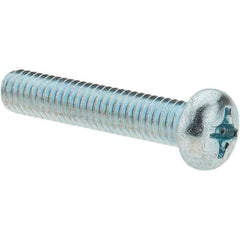 Value Collection - M6x1.00, 30mm Length Under Head Phillips Drive Machine Screw - Pan Head, Grade 4.8 Steel, Zinc-Plated Finish, Without Washer - Exact Tool & Supply