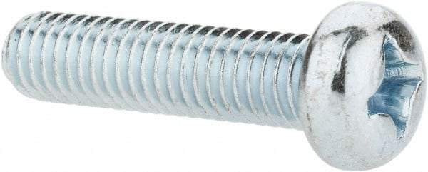 Value Collection - M6x1.00, 25mm Length Under Head Phillips Drive Machine Screw - Pan Head, Grade 4.8 Steel, Zinc-Plated Finish, Without Washer - Exact Tool & Supply
