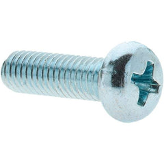 Value Collection - M5x0.80, 16mm Length Under Head Phillips Drive Machine Screw - Pan Head, Grade 4.8 Steel, Zinc-Plated Finish, Without Washer - Exact Tool & Supply