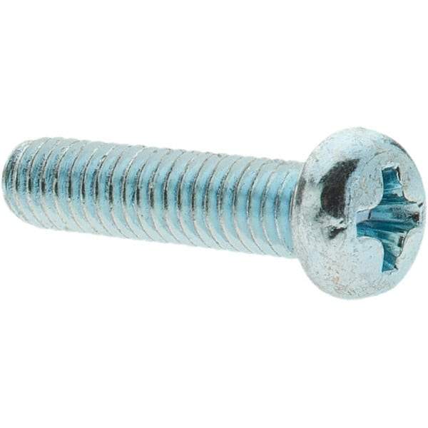 Value Collection - M4x0.70, 16mm Length Under Head Phillips Drive Machine Screw - Pan Head, Grade 4.8 Steel, Zinc-Plated Finish, Without Washer - Exact Tool & Supply