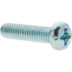 Value Collection - M4x0.70, 16mm Length Under Head Phillips Drive Machine Screw - Pan Head, Grade 4.8 Steel, Zinc-Plated Finish, Without Washer - Exact Tool & Supply