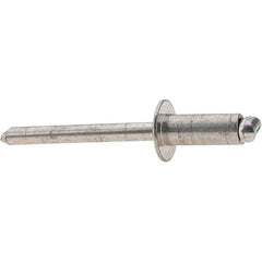 Value Collection - Size 86 Dome Head Stainless Steel Open End Blind Rivet - Stainless Steel Mandrel, 0.251" to 3/8" Grip, 1/2" Head Diam, 0.257" to 0.261" Hole Diam, 6250" Length Under Head, 1/4" Body Diam - Exact Tool & Supply