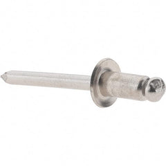 Value Collection - Size 84 Dome Head Stainless Steel Open End Blind Rivet - Stainless Steel Mandrel, 0.062" to 1/4" Grip, 1/2" Head Diam, 0.257" to 0.261" Hole Diam, 1/2" Length Under Head, 1/4" Body Diam - Exact Tool & Supply