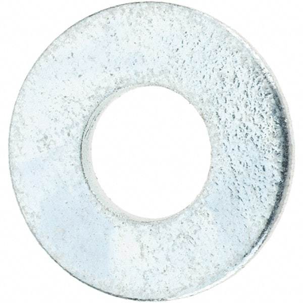 Value Collection - #10 Screw, Steel SAE Flat Washer - 7/32" ID x 1/2" OD, 3/64" Thick, Zinc-Plated Finish - Exact Tool & Supply