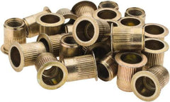 Value Collection - 3/8-24, 0.53 Insert Diam, 0.69" OAL, Knurled Body Open End Threaded Insert - 0.5312" Hole Diam, 0.685" Head Diam, 1008/1010 Steel, Clear Protective Coating & Zinc Yellow Dichromate Finish - Exact Tool & Supply