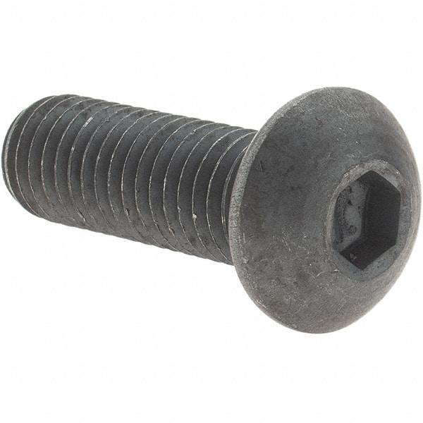 Value Collection - M10x1.50 Metric Coarse Hex Socket Drive, Button Screw - Grade 12.9 Alloy Steel, Black Oxide Finish, Fully Threaded, 30mm Length Under Head - Exact Tool & Supply