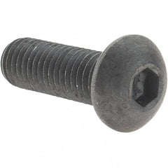 Value Collection - M10x1.50 Metric Coarse Hex Socket Drive, Button Screw - Grade 12.9 Alloy Steel, Black Oxide Finish, Fully Threaded, 30mm Length Under Head - Exact Tool & Supply