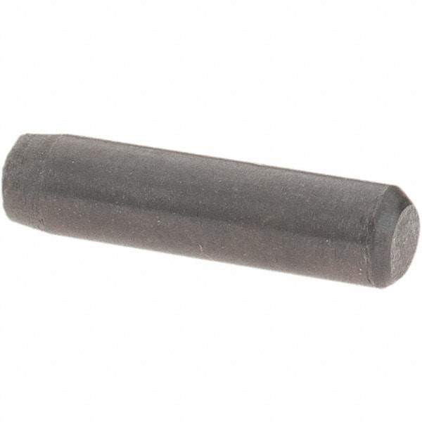Value Collection - 1/8" Diam x 1/2" Pin Length Grade 8 Alloy Steel Standard Dowel Pin - Bright Finish, C 47-58 & C 60 (Surface) Hardness, 1,840 Lb (Single Shear), 3,680 Lb (Double Shear) Breaking Strength, 1 Beveled & 1 Rounded End - Exact Tool & Supply