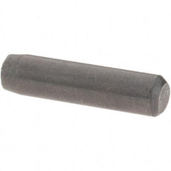 Value Collection - 1/8" Diam x 1/2" Pin Length Grade 8 Alloy Steel Standard Dowel Pin - Bright Finish, C 47-58 & C 60 (Surface) Hardness, 1,840 Lb (Single Shear), 3,680 Lb (Double Shear) Breaking Strength, 1 Beveled & 1 Rounded End - Exact Tool & Supply