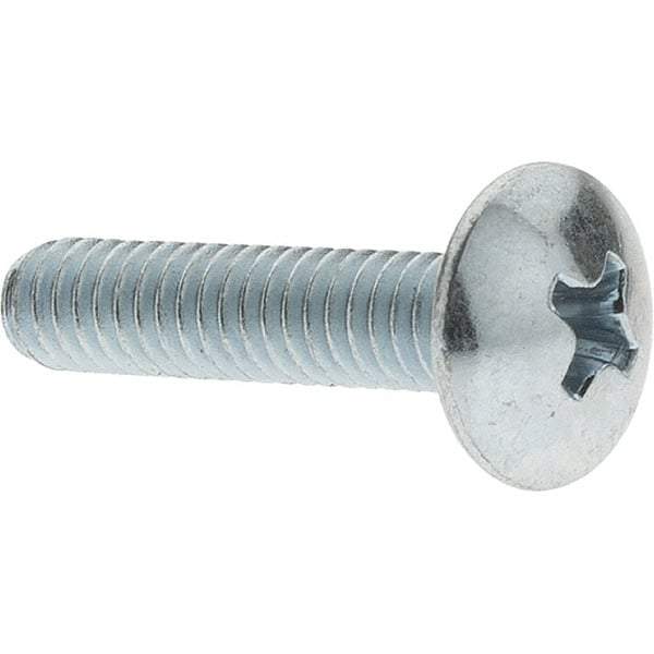 Value Collection - #8-32 UNC, 3/4" Length Under Head Phillips Drive Machine Screw - Truss Head, Grade 2 Steel, Zinc-Plated Finish, Without Washer - Exact Tool & Supply