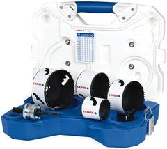 Lenox - 5 Piece, 2" to 4-1/8" Saw Diam, Contractor's Hole Saw Kit - Bi-Metal, Includes 4 Hole Saws - Exact Tool & Supply