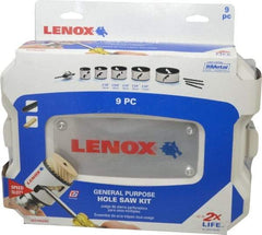 Lenox - 9 Piece, 2-1/8" to 4-3/4" Saw Diam, General Purpose Hole Saw Kit - Bi-Metal, Includes 5 Hole Saws - Exact Tool & Supply