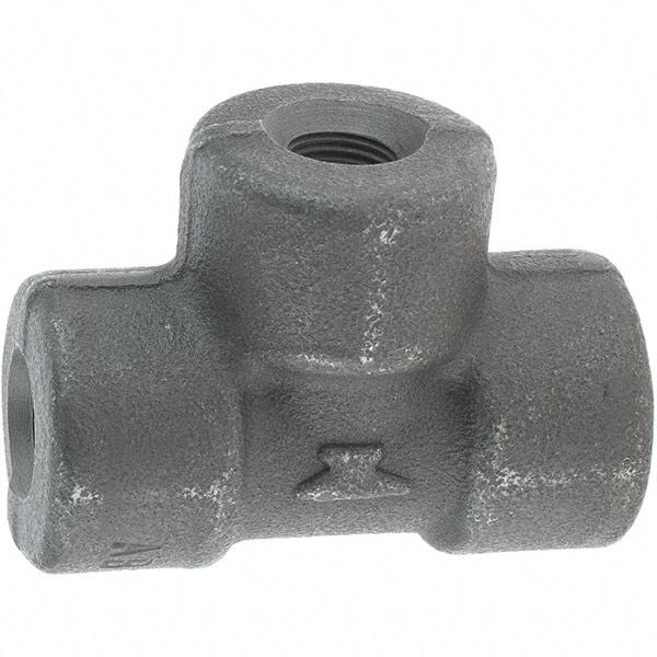 Made in USA - Size 1/8", Class 3,000, Forged Carbon Steel Black Pipe Tee - 3,000 psi, Threaded End Connection - Exact Tool & Supply