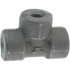 Made in USA - Size 1/8", Class 3,000, Forged Carbon Steel Black Pipe Tee - 3,000 psi, Threaded End Connection - Exact Tool & Supply