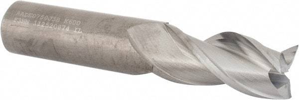 Kennametal - 3/4", 1-1/2" LOC, 3/4" Shank Diam, 4" OAL, 3 Flute, Solid Carbide Square End Mill - Single End, Uncoated, Spiral Flute, 37° Helix, Centercutting, Right Hand Cut, Right Hand Flute, Series AADE - Exact Tool & Supply