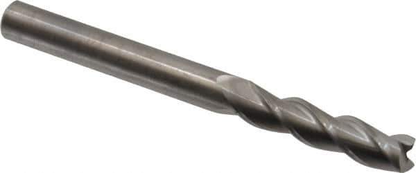 Kennametal - 3/8", 1-1/2" LOC, 3/8" Shank Diam, 4" OAL, 3 Flute, Solid Carbide Square End Mill - Single End, Uncoated, Spiral Flute, 37° Helix, Centercutting, Right Hand Cut, Right Hand Flute, Series AADE - Exact Tool & Supply