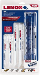 Lenox - 9 Piece, 6" to 9" Long x 0.035" to 0.062" Thick, Bi-Metal Reciprocating Saw Blade Set - Tapered Profile, 6 to 24 Teeth per Inch, Toothed Edge - Exact Tool & Supply
