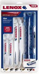 Lenox - 11 Piece, 6" to 9" Long x 0.042" to 0.062" Thick, Bi-Metal Reciprocating Saw Blade Set - Tapered Profile, 6 to 14 Teeth per Inch - Exact Tool & Supply