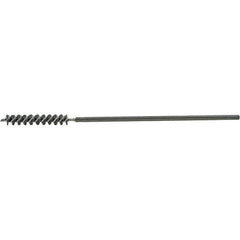 Brush Research Mfg. - 7/16" Diam Helical Steel Tube Brush - Single Spiral, 0.008" Filament Diam, 2-1/2" Brush Length, 9-1/2" OAL, 0.219" Diam Galvanized Steel Shank - Exact Tool & Supply