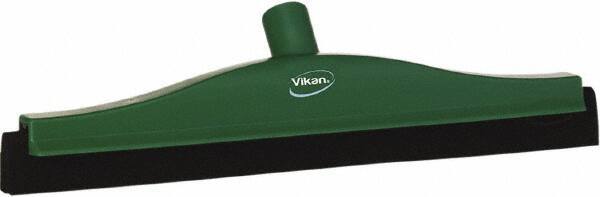 Vikan - 16" Foam Rubber Blade Bench Squeegee - Double Edge, Green, Plastic Holder - Exact Tool & Supply