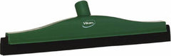 Vikan - 16" Foam Rubber Blade Bench Squeegee - Double Edge, Green, Plastic Holder - Exact Tool & Supply