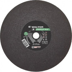 WALTER Surface Technologies - 14" 30 Grit Aluminum Oxide Cutoff Wheel - 3/32" Thick, 1" Arbor, 4,400 Max RPM, Use with Chop Saws - Exact Tool & Supply