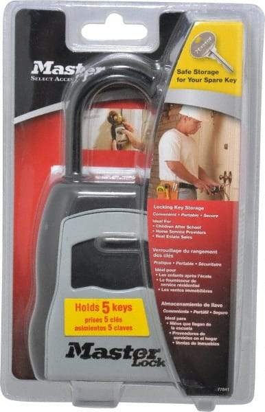 Master Lock - 3-9/16" Wide x 6-5/16" Overall Height, Set-Your-Own Combination, Portable Key Safe - Zinc Lock Body with Molded Bumper Finish - Exact Tool & Supply