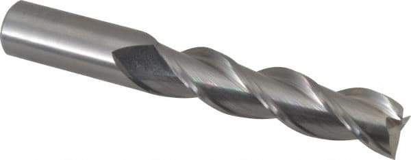Kennametal - 3/4", 3" LOC, 3/4" Shank Diam, 5-1/4" OAL, 3 Flute, Solid Carbide Square End Mill - Single End, Uncoated, Spiral Flute, 37° Helix, Centercutting, Right Hand Cut, Right Hand Flute, Series AADE - Exact Tool & Supply