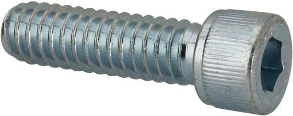 Value Collection - 1/4-20 UNC Hex Socket Drive, Socket Cap Screw - Alloy Steel, Zinc-Plated Finish, Fully Threaded, 7/8" Length Under Head - Exact Tool & Supply