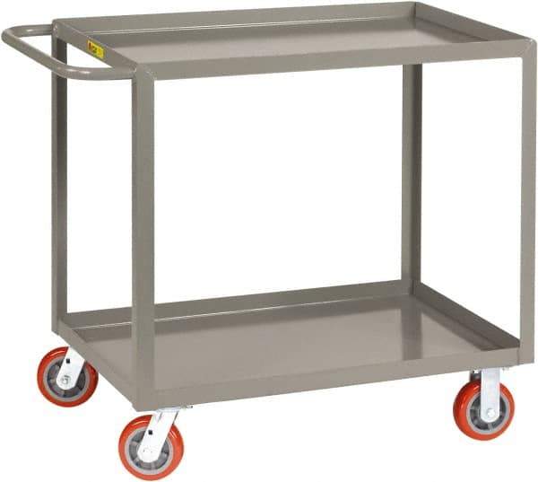 Little Giant - 2,000 Lb Capacity, 24" Wide x 42" Long x 36" High Shelf Cart - 2 Shelf, Steel, 2 Rigid/2 Swivel Casters - Exact Tool & Supply