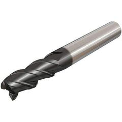 Iscar - 4mm, 12mm LOC, 6mm Shank Diam, 57mm OAL, 3 Flute, Solid Carbide Square End Mill - Single End, TiAlN Finish, Spiral Flute, 45° Helix, Right Hand Cut, Right Hand Flute - Exact Tool & Supply