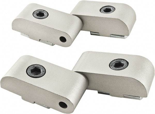 80/20 Inc. - 1-1/2" Long x 1-23/32" Wide x 26mm Thick, Left Lift Off Hinge Long Pin Top Short Pin Bottom - Aluminum, Clear Anodized Finish - Exact Tool & Supply