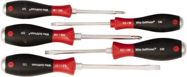 Wiha - 5 Piece Phillips & Slotted Screwdriver Set - Comes in Kit Bag - Exact Tool & Supply