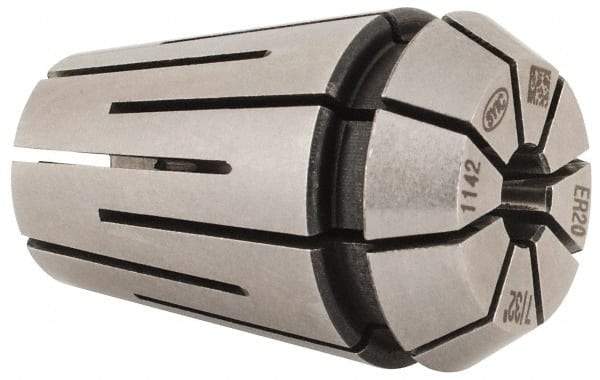 Parlec - 7/32" ER20 Coolant Collet - 1.24" OAL, 0.827" Overall Diam - Exact Tool & Supply