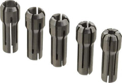 Parlec - 5 Piece, 1/8" to 1/4" Capacity, Double Angle Collet Set - Series DA300 - Exact Tool & Supply