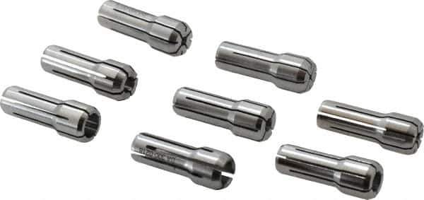 Parlec - 8 Piece, 3/64" to 1/4" Capacity, Double Angle Collet Set - Series DA300 - Exact Tool & Supply
