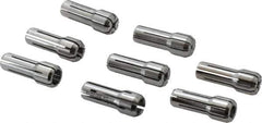 Parlec - 8 Piece, 3/64" to 1/4" Capacity, Double Angle Collet Set - Series DA300 - Exact Tool & Supply