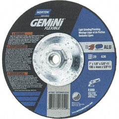 Norton - 36 Grit, 7" Wheel Diam, 1/8" Wheel Thickness, Type 29 Depressed Center Wheel - Aluminum Oxide, 8,600 Max RPM, Compatible with Angle Grinder - Exact Tool & Supply