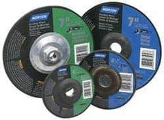 Norton - 7" Wheel Diam, 1/4" Wheel Thickness, Type 27 Depressed Center Wheel - Aluminum Oxide, 8,600 Max RPM, Compatible with Angle Grinder - Exact Tool & Supply